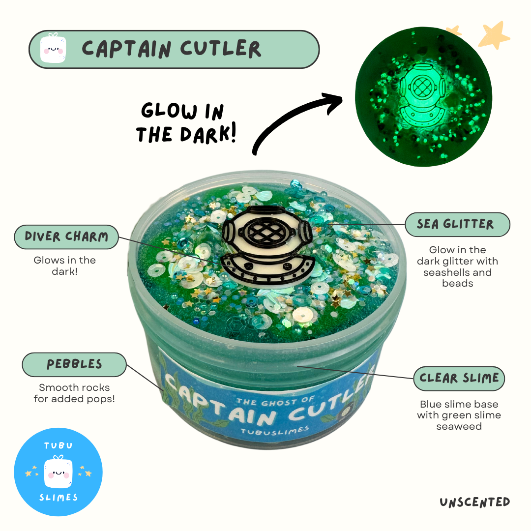 Captain Cutler | Glow-in-the-Dark Clear + Rock Slime